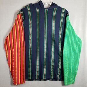 Rebel Star Men's Large Long Sleeve‎ Hooded Shirt Pullover Colorblock Striped